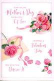 The Mother's Day card in this image feels like a still-life arrangement designed in a calm South Croydon studio, with romantic pink roses artfully displayed against a clean, pale background. The blooms themselves are lush and fully open, each rose rendered with a soft, almost tactile quality, as though you could reach out and brush the velvety petals. Hues move gracefully from gentle blush to richer rose-pink, creating depth and warmth without overwhelming the eye. Around the main cluster of roses, a handful of petals has been scattered in a loose, organic pattern, evoking the quiet poetry of flowers falling naturally onto a table after arranging a bouquet for delivery to nearby streets like Sanderstead Road. A slender ribbon in a coordinating pastel tone threads through the composition, forming gentle loops that echo the circular rhythm of the blossoms. Across this floral backdrop, flowing hand-lettered script spells out a loving sentiment for Mother's Day, the letters elongated and curved, like tender thoughts captured on paper. Soft lighting, free of hard shadows, bathes the entire design in a warm, tranquil glow, suggesting a peaceful morning at home when the card might be opened alongside fresh coffee and flowers. The overall impression is one of gentle affection, appreciation, and grace-a visual embrace that pairs beautifully with a bouquet sent to mothers and caregivers throughout South Croydon.